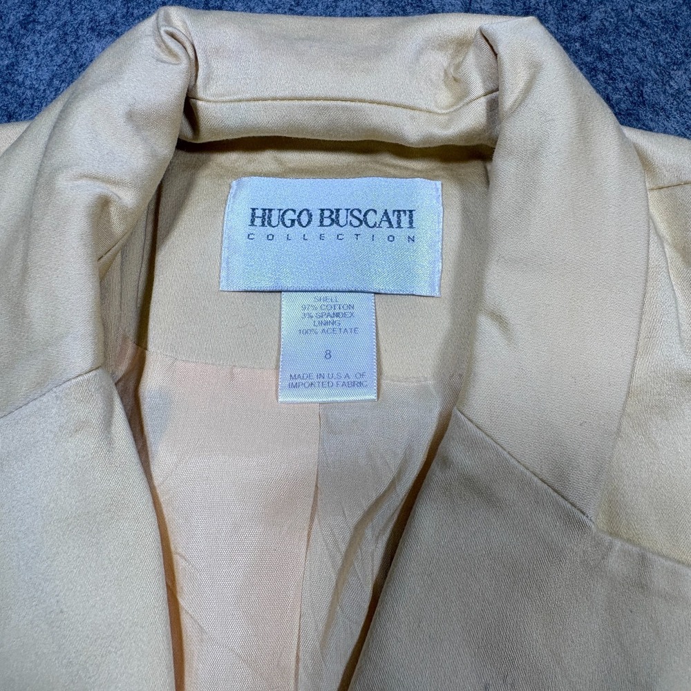 Hugo Buscati Collection Blazer Women's Size 8 Cream Vtg 1-Button Single-Breasted - Picture 2 of 6